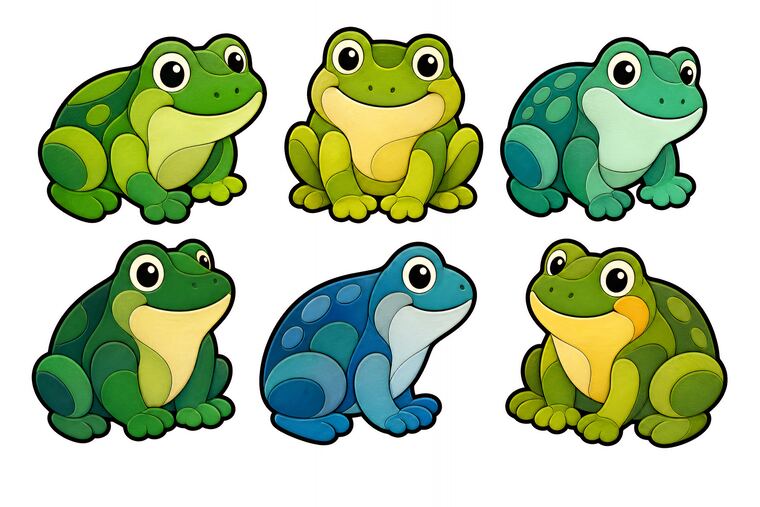 Grenouilles à découper du thème Étang des grenouilles, formes à découper et coller.