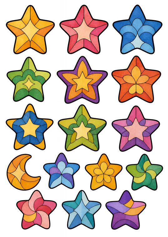 Étoiles à découper du thème Fête des lanternes, formes à découper et coller.
