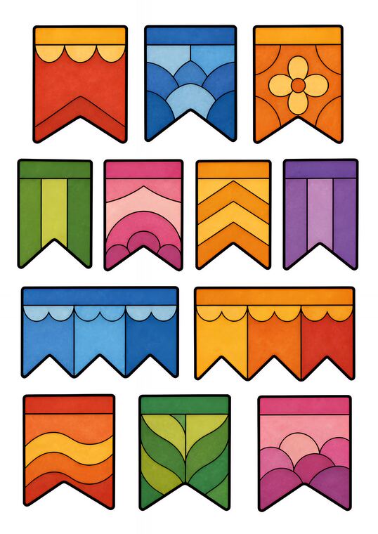 Fanions à découper du thème Fête des lanternes, formes à découper et coller.