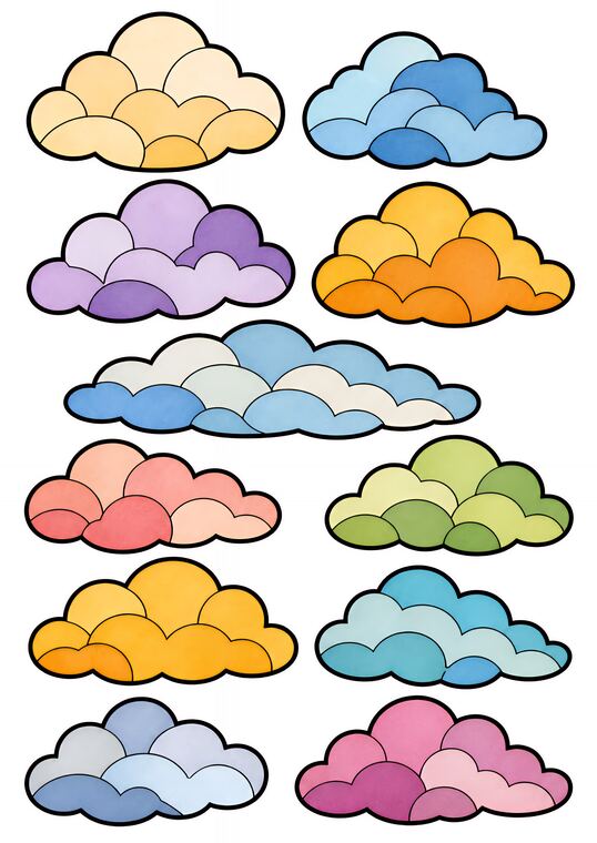 Nuages à découper du thème Fête des lanternes, formes à découper et coller.