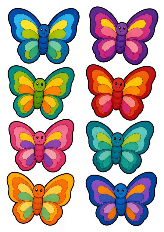 Papillons à découper du thème Jardin des papillons, formes à découper et coller.