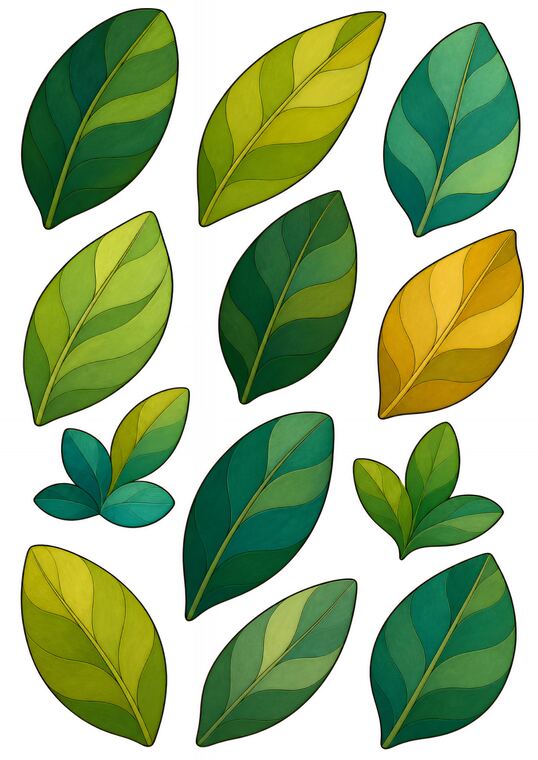 Feuilles décoratives à découper du thème Jardin des papillons, formes à découper et coller.