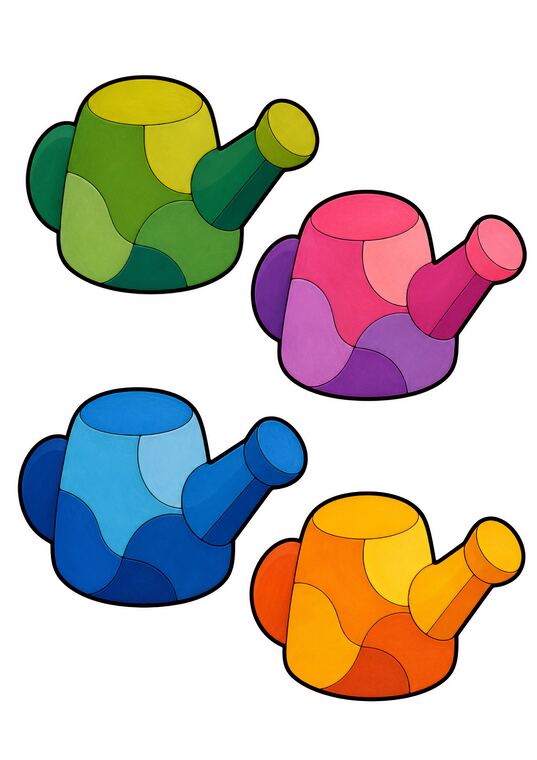 Arrosoirs à découper du thème Jardin des papillons, formes à découper et coller.