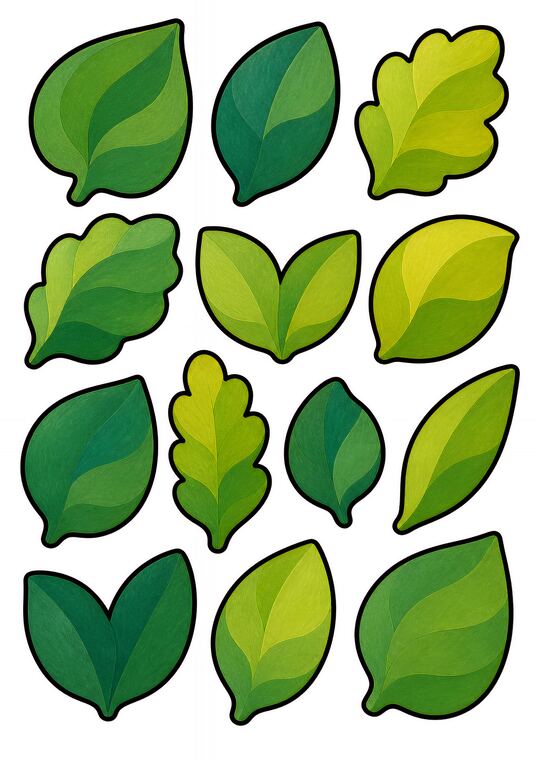 Feuilles décoratives à découper du thème Marché des fruits, formes à découper et coller.