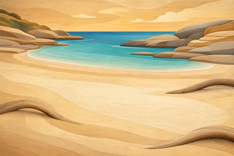 Scène 2 du thème Plage aux trésors, décor à imprimer pour collage.