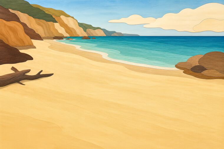 Scène 4 du thème Plage aux trésors, décor à imprimer pour collage.