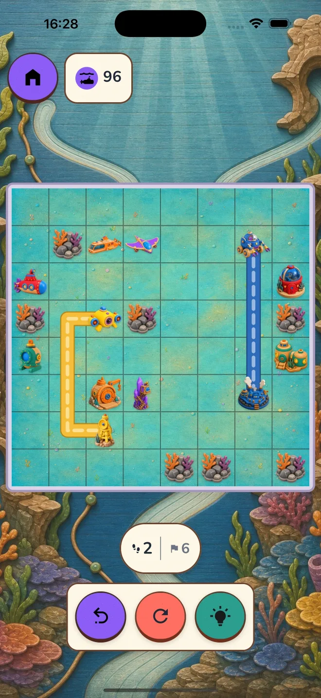 Abyss board with submarines, stations and paths