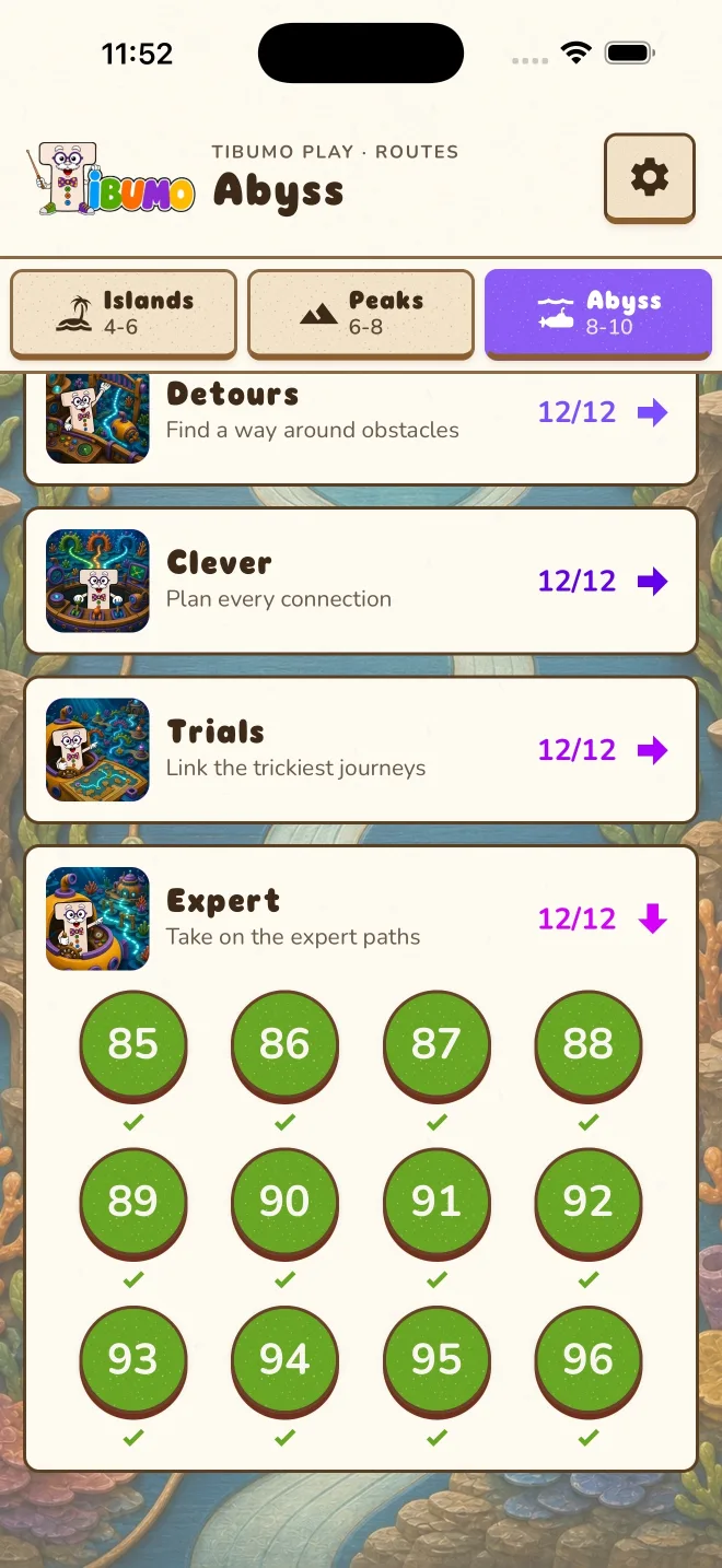 Abyss level menu and journey progress