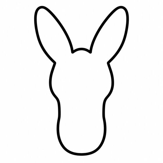 Silhouette d’âne à imprimer, contour épais sans détails intérieurs.