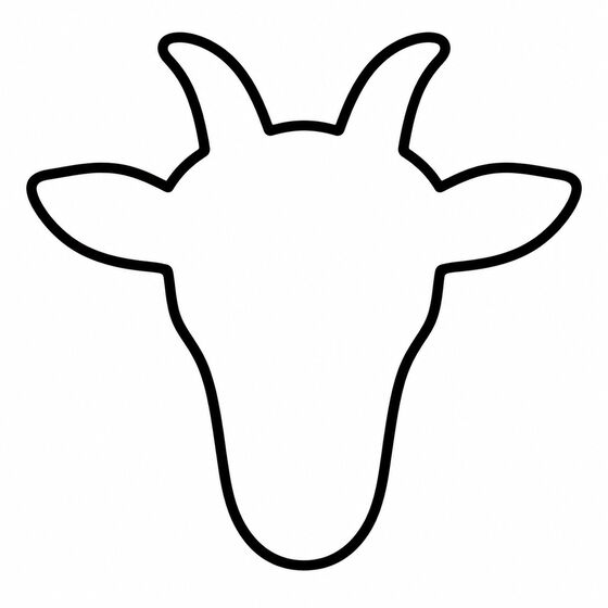 Silhouette de chèvre à imprimer, contour épais sans détails intérieurs.