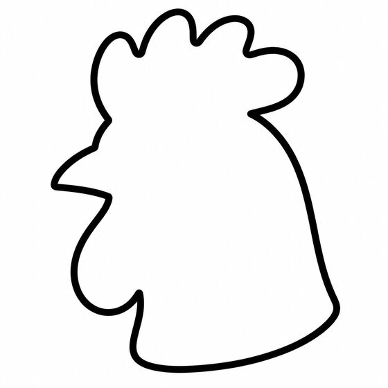 Silhouette de coq à imprimer, contour épais sans détails intérieurs.