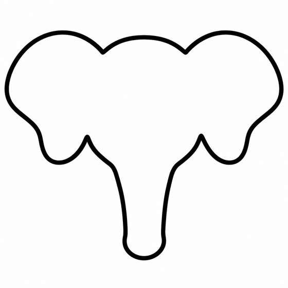Silhouette d’éléphant à imprimer, contour épais sans détails intérieurs.