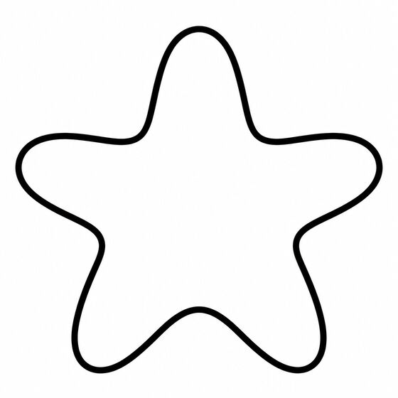 Silhouette d’étoile de mer à imprimer, contour épais sans détails intérieurs.