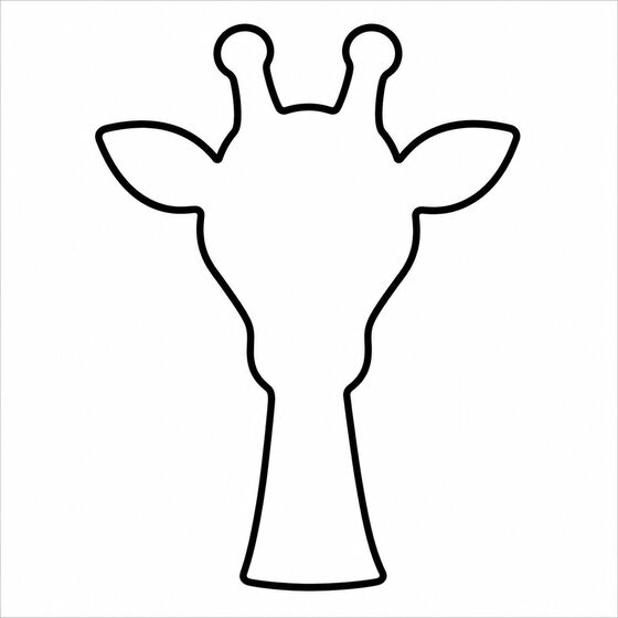 Silhouette de girafe à imprimer, contour épais sans détails intérieurs.
