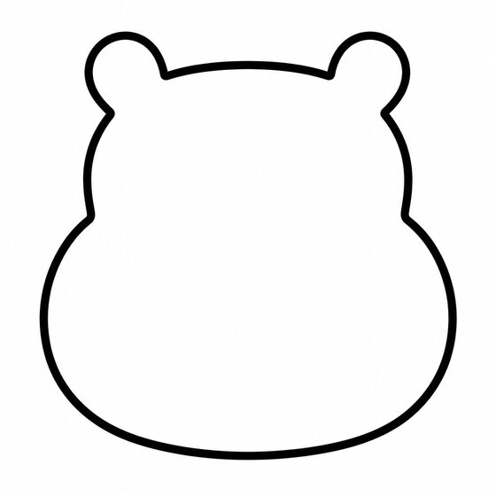 Silhouette d’hippopotame à imprimer, contour épais sans détails intérieurs.