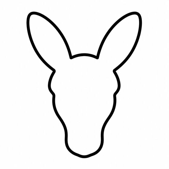 Silhouette de kangourou à imprimer, contour épais sans détails intérieurs.