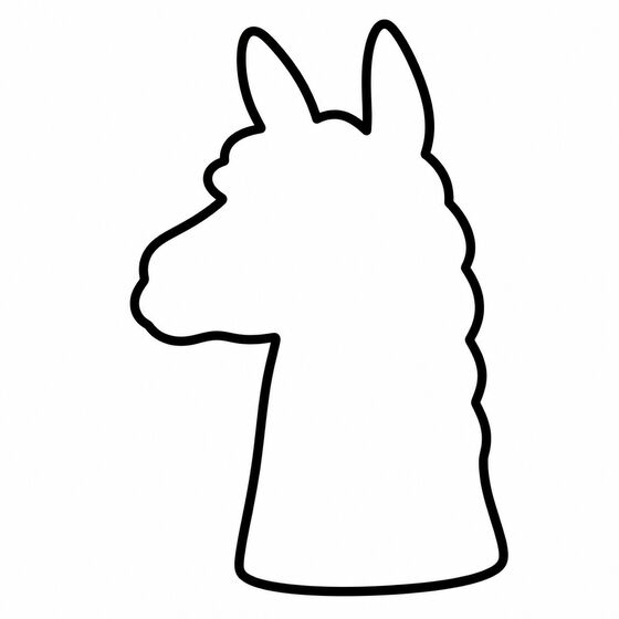 Silhouette de lama à imprimer, contour épais sans détails intérieurs.