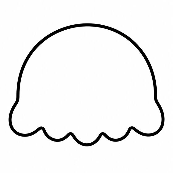 Silhouette de méduse à imprimer, contour épais sans détails intérieurs.