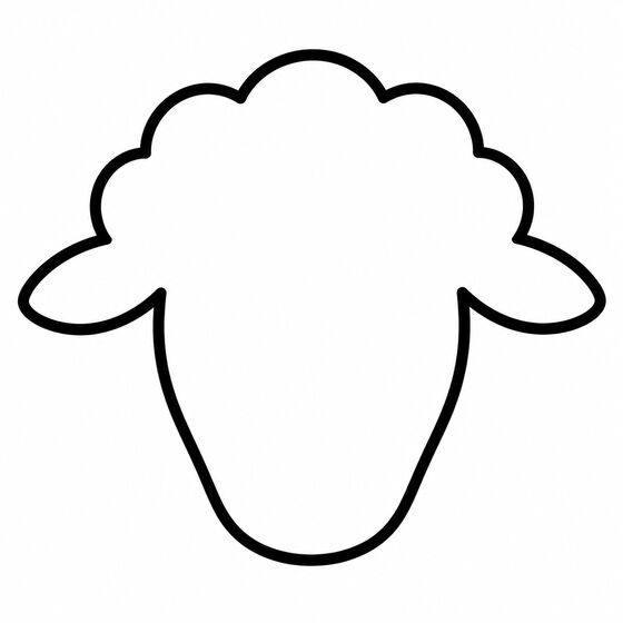 Silhouette de mouton à imprimer, contour épais sans détails intérieurs.