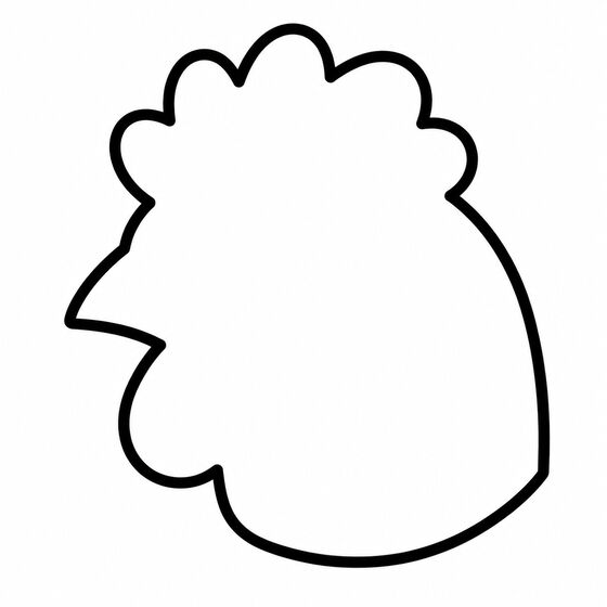 Silhouette de poule à imprimer, contour épais sans détails intérieurs.