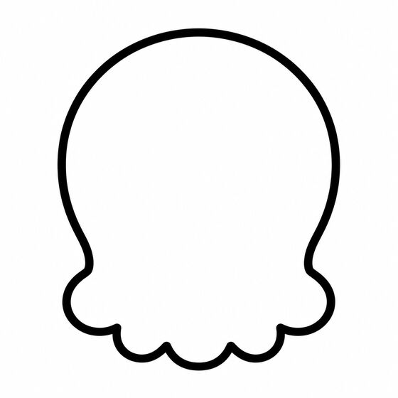 Silhouette de poulpe à imprimer, contour épais sans détails intérieurs.