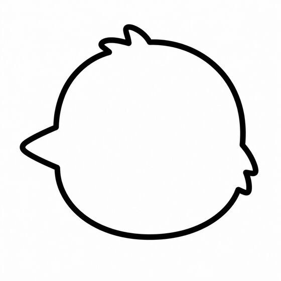 Silhouette de poussin à imprimer, contour épais sans détails intérieurs.