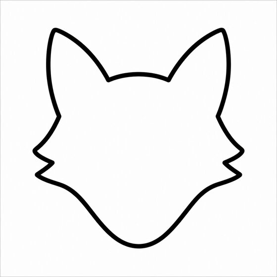 Silhouette de renard à imprimer, contour épais sans détails intérieurs.