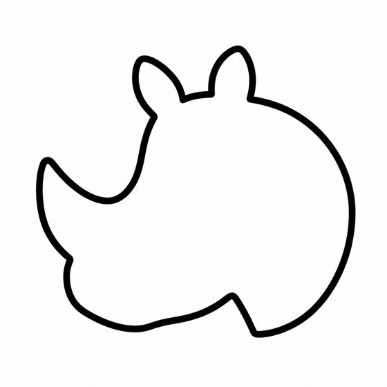 Silhouette de rhinocéros à imprimer, contour épais sans détails intérieurs.