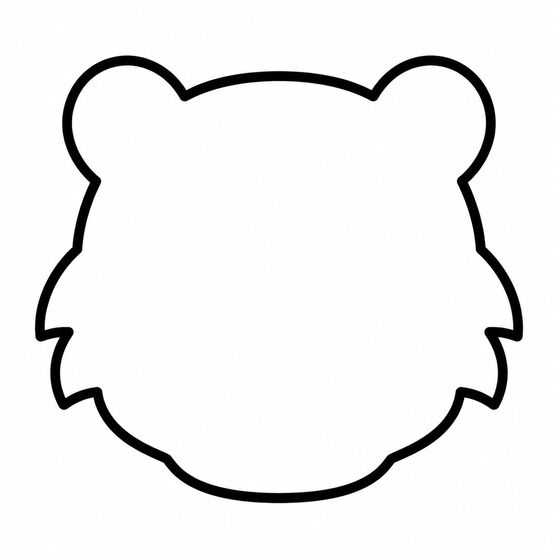 Silhouette de tigre à imprimer, contour épais sans détails intérieurs.