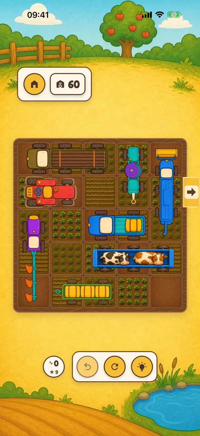 Farm puzzle board with the red tractor