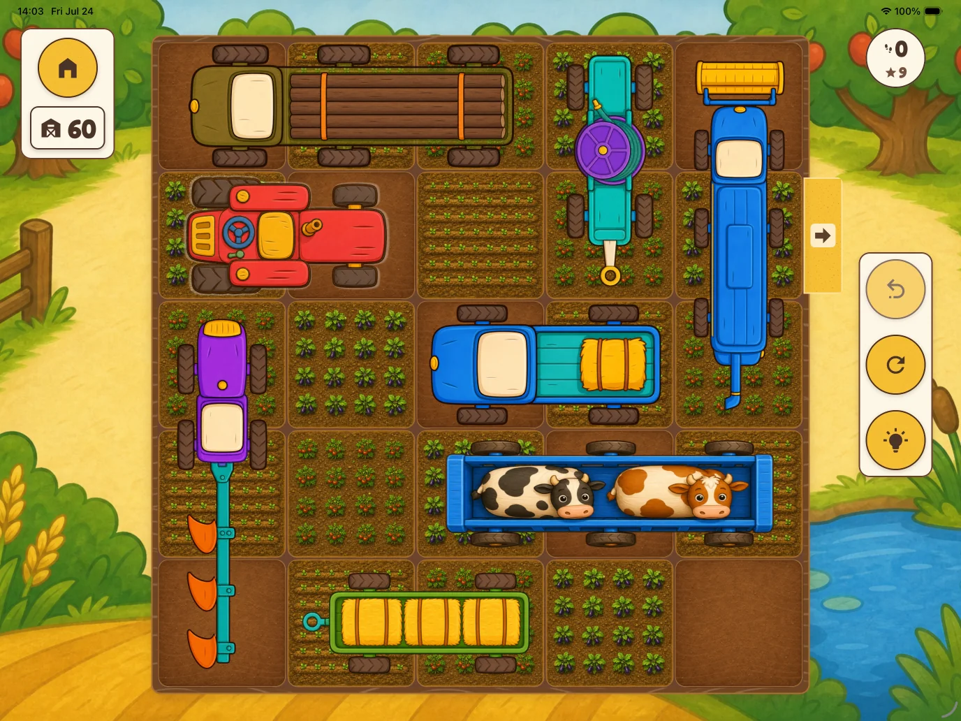 Farm puzzle board with the red tractor