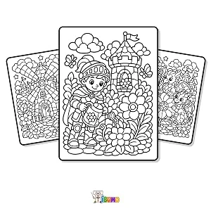 Chevalier, château et créatures à colorier