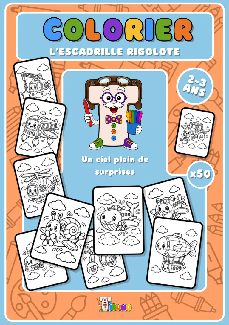 Couverture · Tibumo : L’Escadrille rigolote · Coloriage · Français