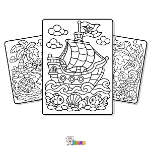 Bateau pirate et mer à colorier