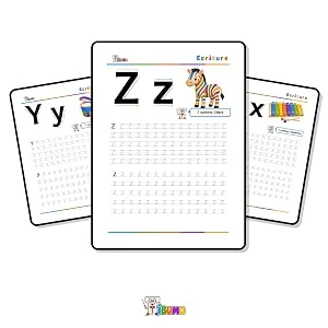 Exemples de lettres à tracer : Z, Y et X