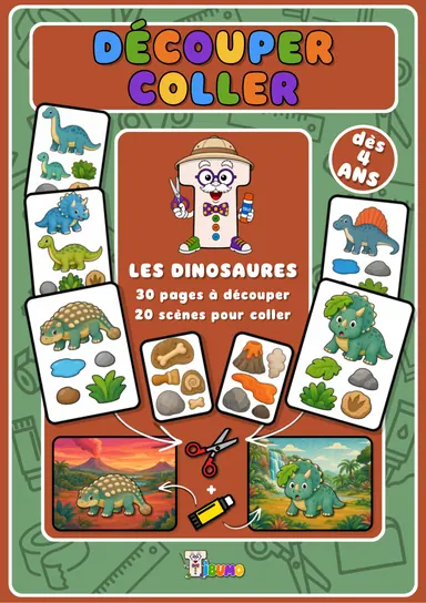 Couverture · Tibumo : Les dinosaures · Découper et coller · Français