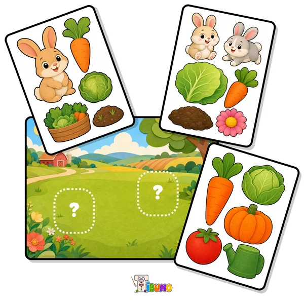 Lapins et légumes à découper et coller