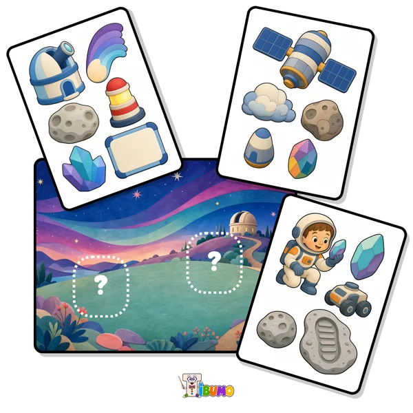 Astronaute et accessoires pour une scène lunaire