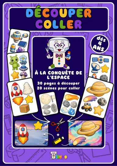 Couverture · Tibumo : À la conquête de l’espace · Découper et coller · Français