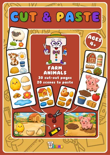 Cover · Tibumo : Farm Animals · Cut & paste · English