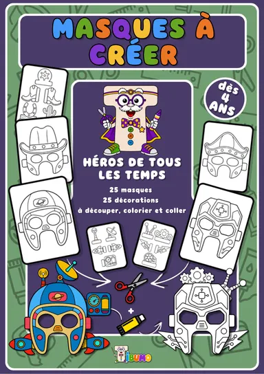 Couverture · Tibumo : Héros de tous les temps · Masques à créer · Français