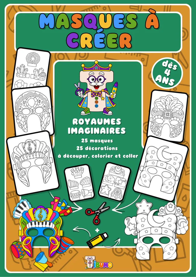 Couverture · Tibumo : Royaumes imaginaires · Masques à créer · Français
