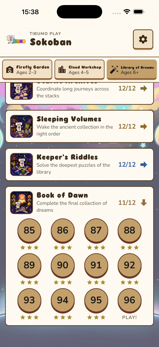 Library of Dreams level menu